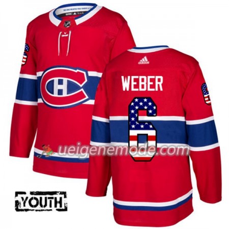 Kinder Eishockey Montreal Canadiens Trikot Shea Weber 6 Adidas 2017-2018 Rot USA Flag Fashion Authentic